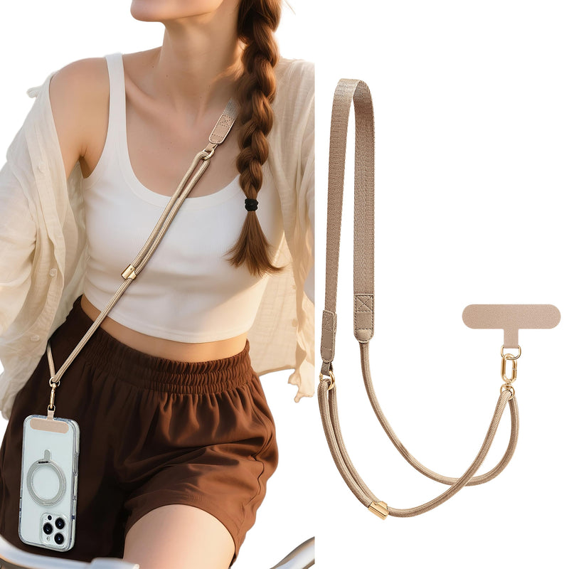 Staaar Universal Phone Lanyard Crossbody Strap–Designed for Comfort & Style, Adjustable for Neck Carry, Hands-Free Anti-Drop (Nude Gold) Nude Gold