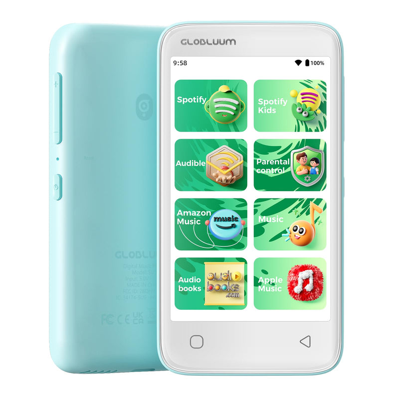 80GB MP3 Player for Kids, Parental Controls, Supports Spotify Kids, Audible, LibriVox, and Kindle:Safe Android MP4 Player Gift with 4" Touchscreen, WiFi and Bluetooth(Mint Green) Mint Green