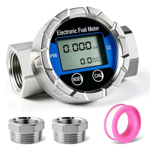Boltigen 1 Inch Fuel Flow Meter with 1" Male × 3/4" Female NPT Adapter Blue