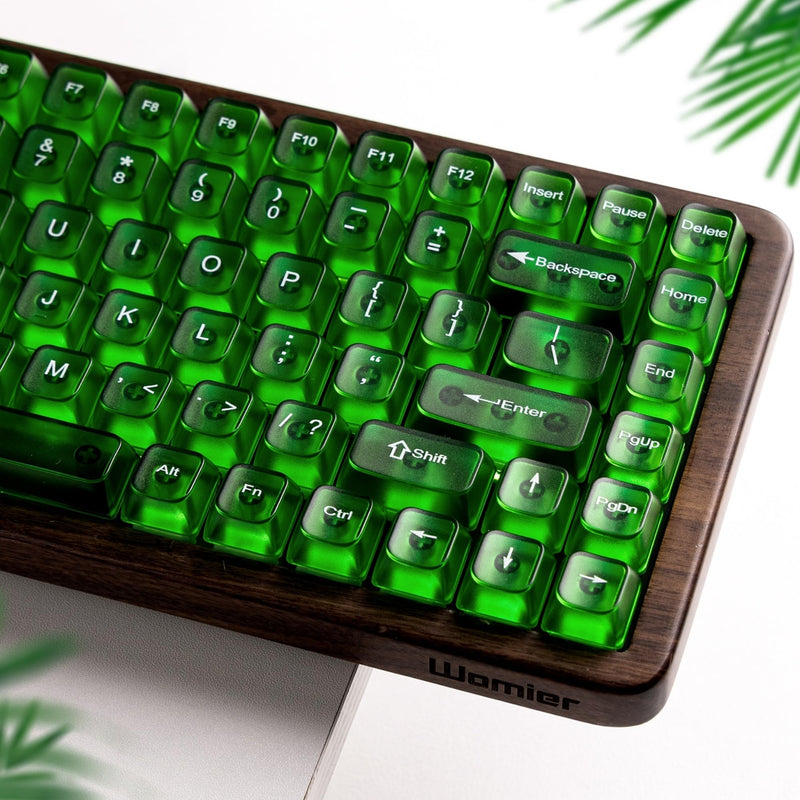 Womier Green Jelly Keycaps, Clear Shine Through Keycaps Feel Forest | Custom Keyboard Caps Set 60 65 75 100 Percent for Cherry MX Mechanical Keyboards, MDA Profile 1-Forest Green