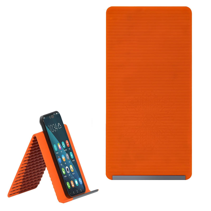 Upgraded Flexible Silicone Aluminum Phone Holder Stand,Bendable Rollable Foldable Design,Universal Adjustable Anti‑Slip Desktop Mount for Phone Tablet Laptop,Portable Ergonomic Holder Home Office orange 5IN