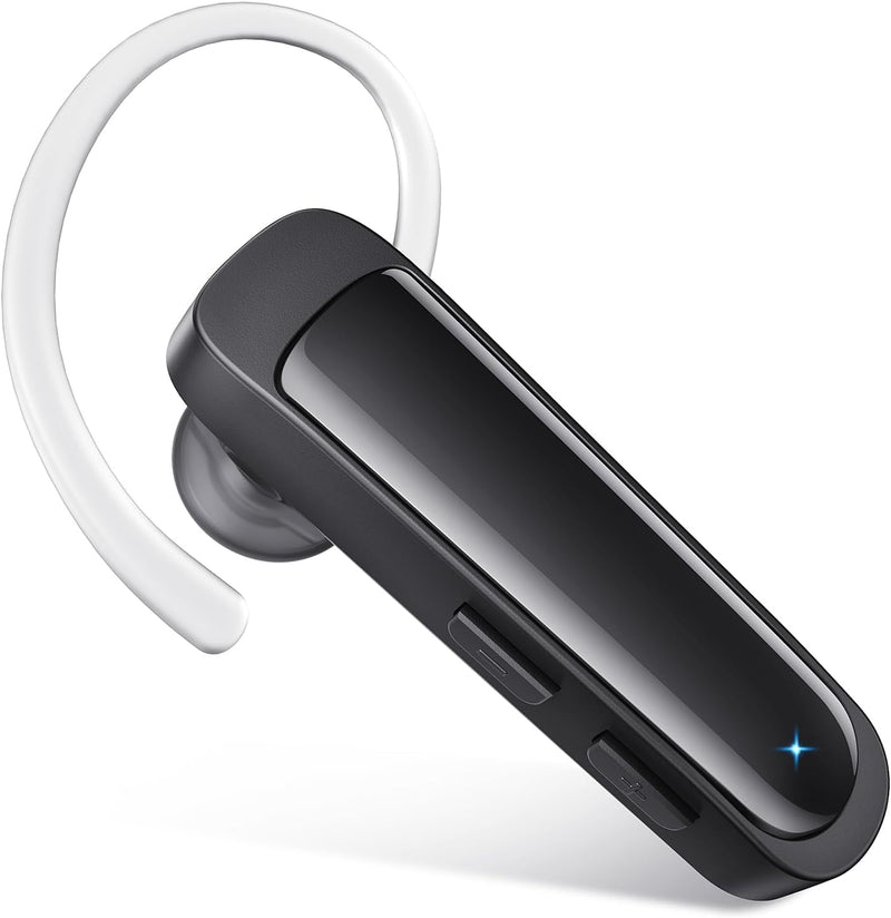 Bluetooth Headset Wireless Earpiece Single Ear Earphones with Microphone | HD Sound Hands Free Calling Lightweight Design Mute Function for iPhone Samsung Android PC Laptop TV Work Office Driving