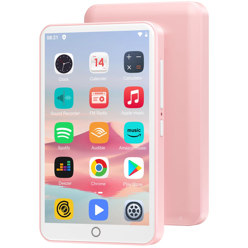 80GB MP3 Player with Bluetooth and WiFi, Oilsky 4.0" IPS Touch Screen MP3 Player with Speaker, Music Player with Spotify, Audible, Amazon Music, MP4 Android Music Player Up to 512GB Pink