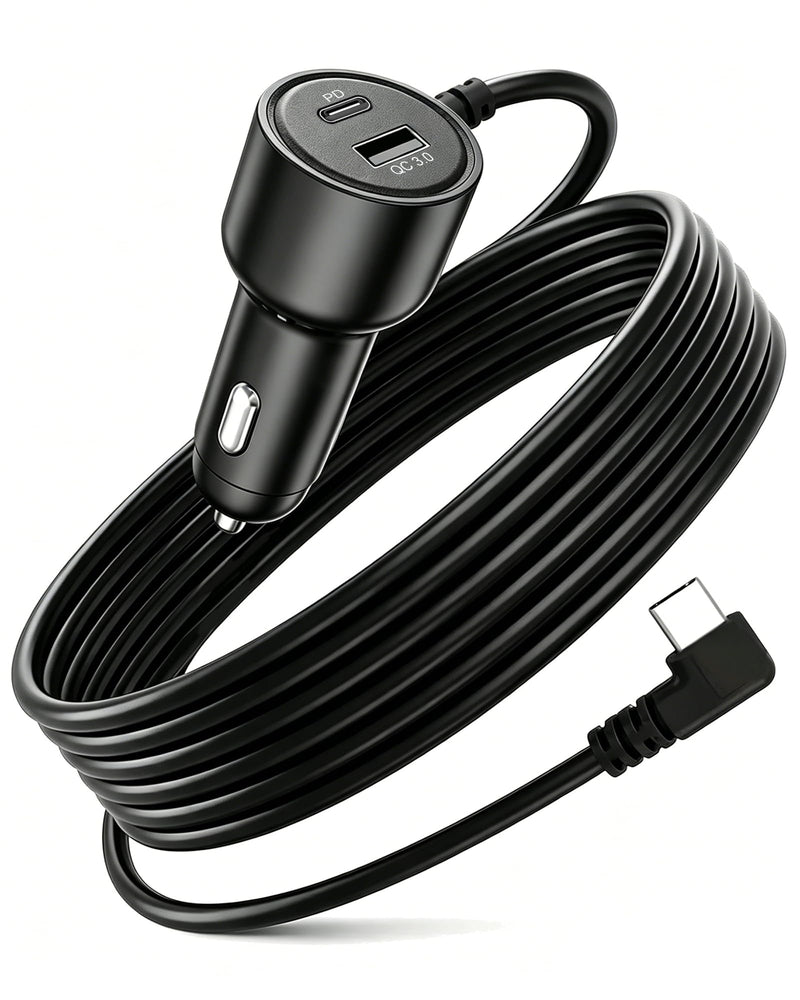 Dash Cam Power Cord USB C – 11.5FT Dashcam Power Adapter with Dual Ports Fast Charging, Compatible with Redtiger, Wolfbox, Vantrue, Viofo, TERUNSOUL and Most Dash Cameras