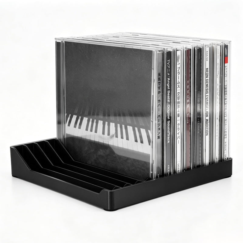 Black CD Holder, DVD/CD Display Rack & CD Storage Box & Vinyl Record Storage Stand Holds up to 12 Standard CD Cases for Media Shelf Storage and Organization