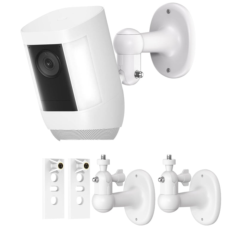 2-Pack Ring Camera Wall Mount, 360° Adjustable Indoor Outdoor Security Camera Bracket Compatible with Ring Spotlight Cam Plus/Pro/Battery & Stick Up Cam for Wider Coverage and Flexible Viewing White