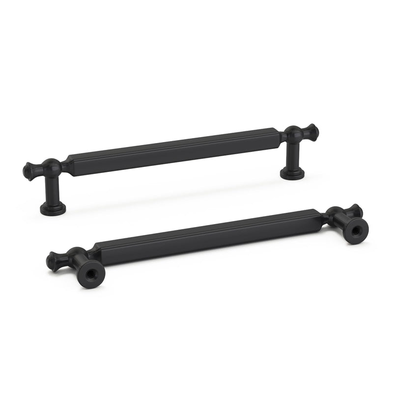 Goldenwarm 5 Pack 5 Inch Black Cabinet Handles Cabinet Pulls Matte Black Drawer Pulls Kitchen Drawer Handles Zinc Alloy Dresser Hardware for Bathroom Cupboard Bedroom, 128mm Hole Centers 5'' Hole Center