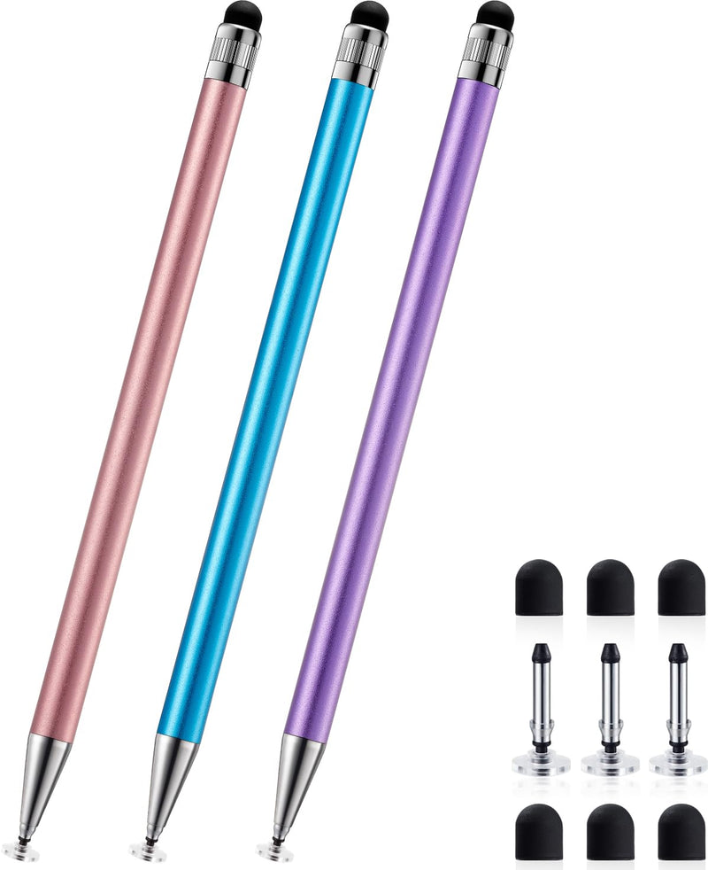 ChaoQ Stylus(3 Pcs),Stylus Pen for Touchscreen,2-in-1 Stylus Pen | High Sensitivity and Precision,Suitable for iPhone,iPad,Nintendo,Switch,Samsung,Google,Android,Tablets Touch Screens Devices 3 Mix Color