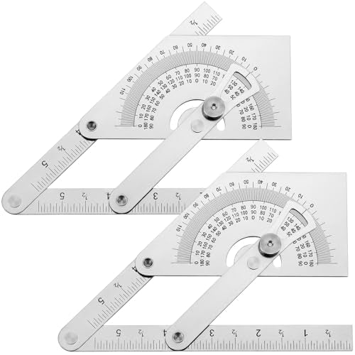 Copkim 2 Pack Metal Protractor 0-180 Degree Angle Finder for Woodworking