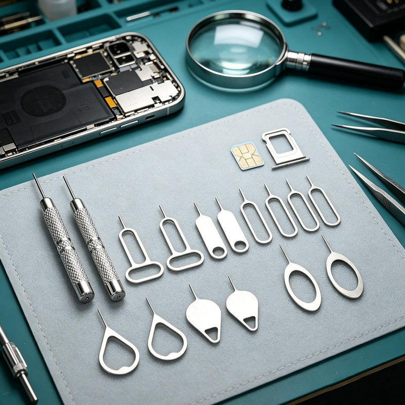 16Pcs/Set Sim Card Removal Tool Set, Sim Ejector Tool Smooth and Burr-Free SD Card Removal Tools Key Cards Tray Ejector Pins for All Cell Phones (Silver)