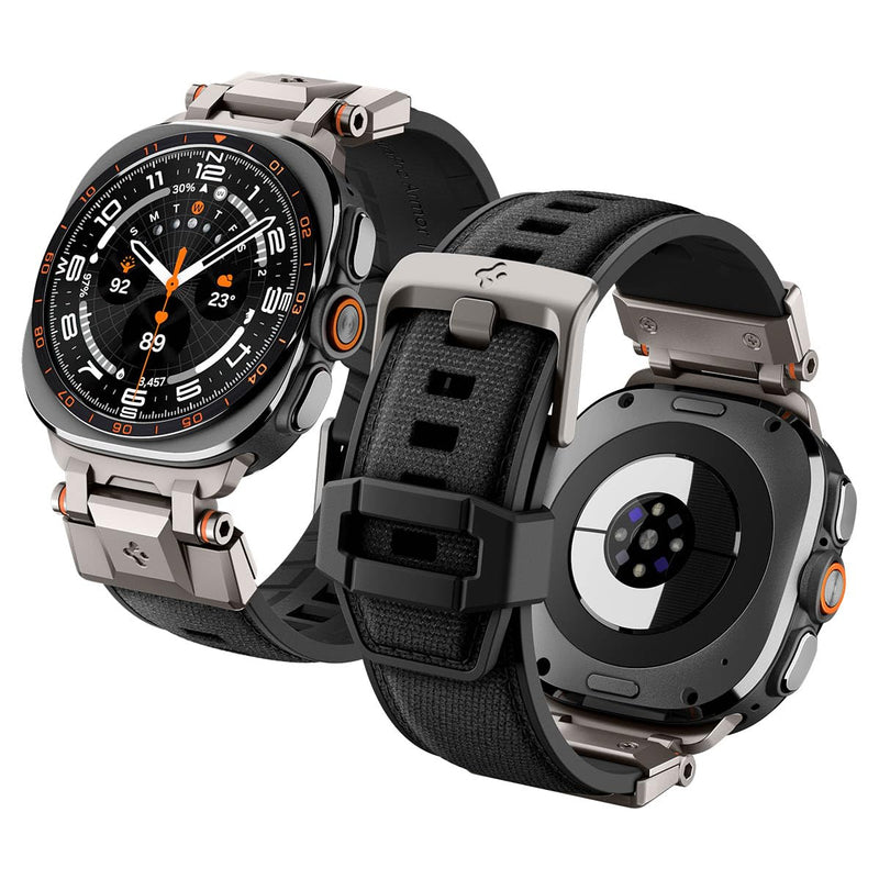 Spigen for Samsung Galaxy Watch Ultra 2/1 Band (2026/2025/2024) | Durable Metal Connector Premium Rugged Adjustable Replacement TPU Nylon Strap - Black