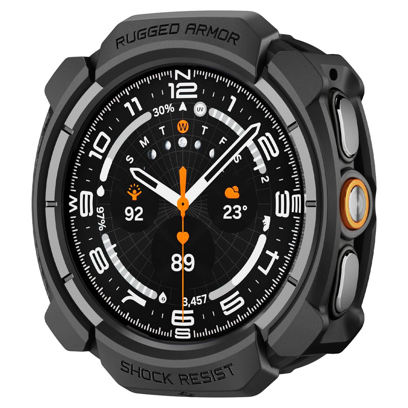 Spigen Rugged Armor for Samsung Galaxy Watch Ultra 2 Case (2026) | Durable Protective Flexible Scratch Resistant Shock Proof TPU Cover - Matte Black