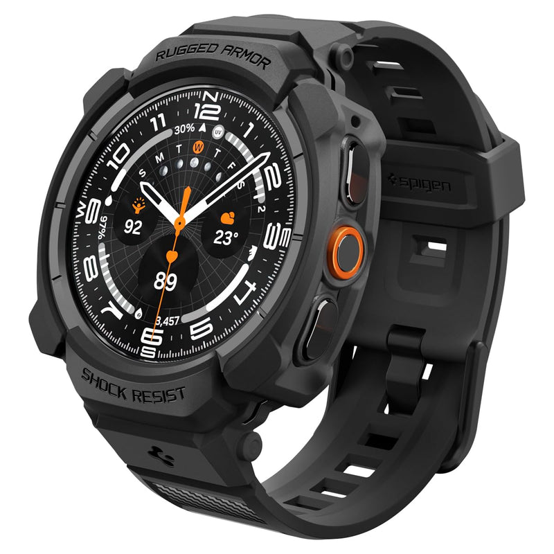 Spigen for Samsung Galaxy Watch Ultra 2 Band with Case (2026) | Rugged Armor Pro Durable Protective Flexible Scratch Resistant Shock Proof TPU Cover Strap - Matte Black