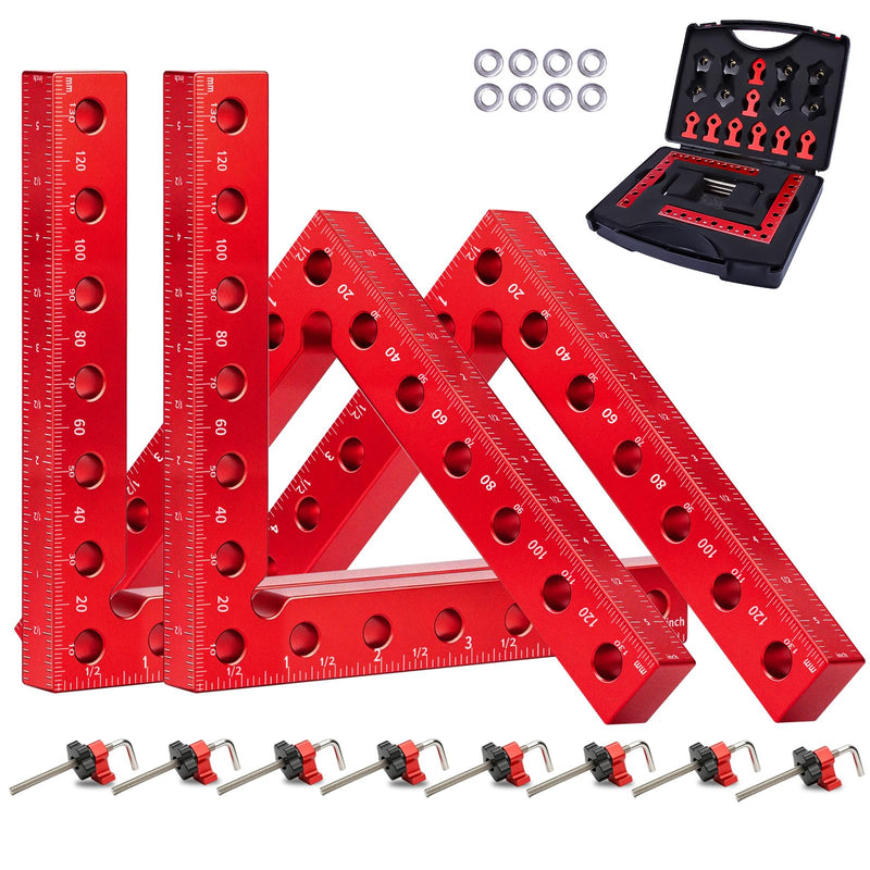 Corner Clamps for Woodworking, 4PCS 90 Degree Right Angle Clamps with Storage Box, 4PCS 5.5" Aluminum Alloy Positioning Squares Woodworking Tools for Cabinets, Frames, Drawers 4PCS 5.5" Set