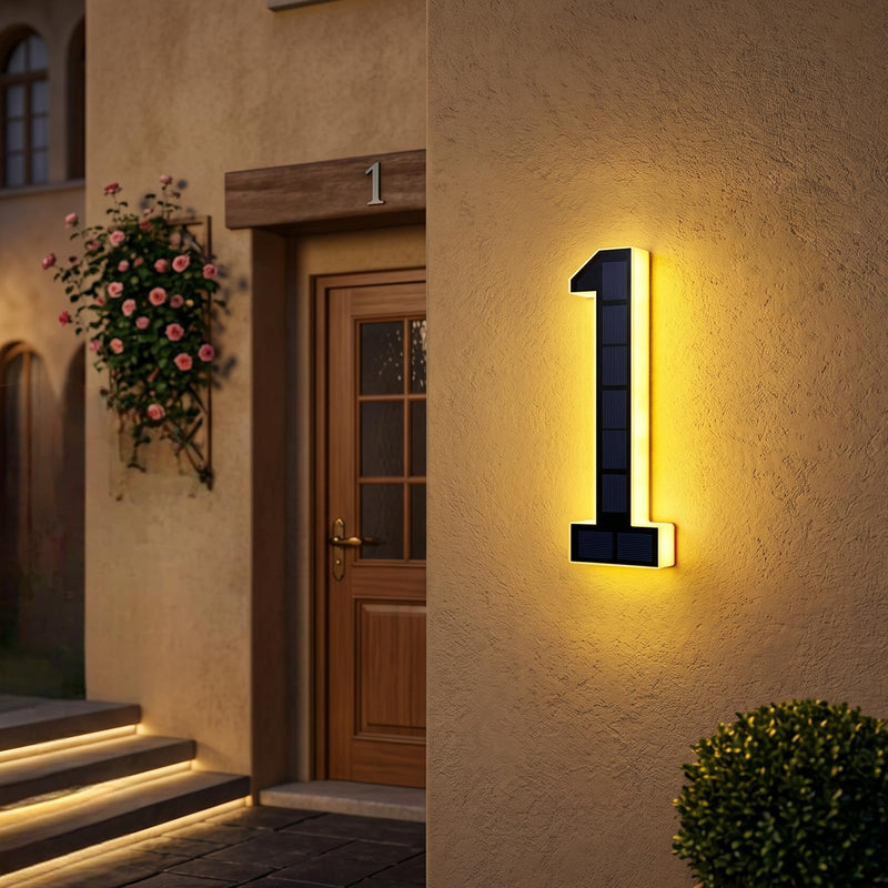 6.7 Inch Solar Lighted House Numbers For Outside - No Wiring, Light Up Solar House Numbers Exterior Ip44 Weatherproof, 2026 New Led Address Numbers For Home With Easy Installation Number 1