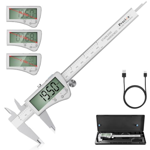Preciva Digital Caliper 6", Rechargeable Stainless Steel Micrometer