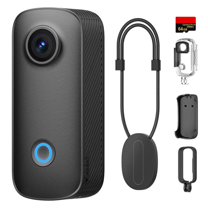 SJCAM C100PRO 4K Body Camera,POV Camera,Magnetic Wearable Action Cam | 2.5H Power use,EIS stablizatio,32g light-weight ,30m Waterproof underwater Black Standard Combo