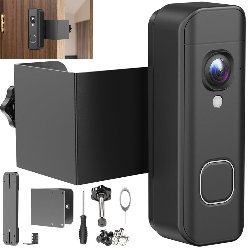 Anti-Theft Doorbell Mount Compatible with Blink Newest 2026 Battery Doorbell 2K+, No Drill Doorbell Camera Mount, Wireless Video Doorbell Mounting Bracket for Apartment Rental, Not for Security Door Black