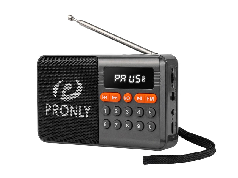 FM Radio, Digital FM Radio with Bluetooth, USB-C Rechargeable Small Portable Radio, TF Card/U Disk Playback, LED Display, PR-808BT for Home Bedroom Kitchen, Black