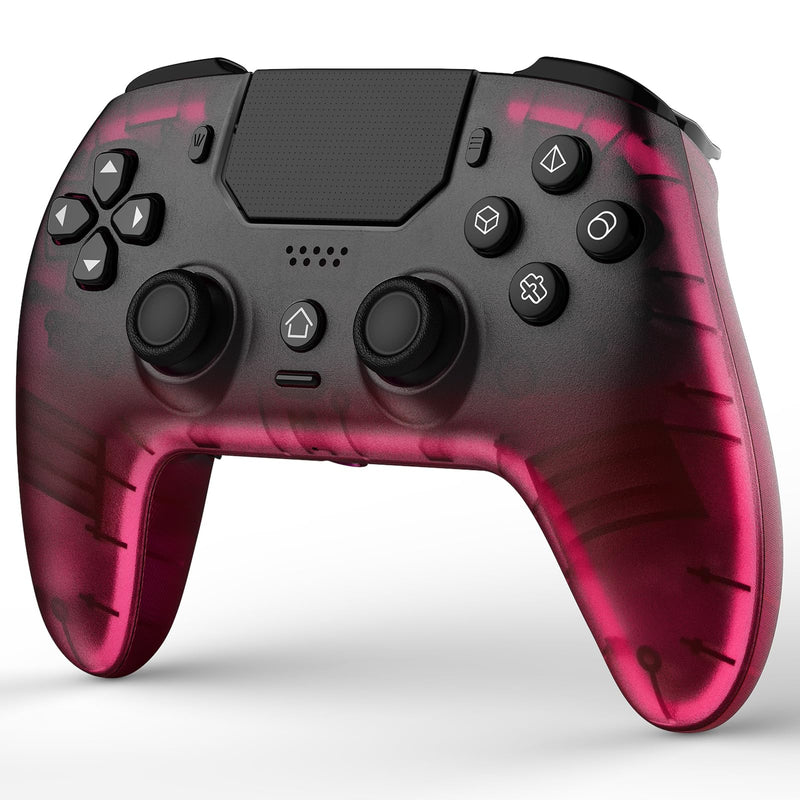 BETMI Wireless Controller for PS-5, Pro/Slim/PC (Black/Hot Pink/Clear) | Hall Effect Joystick & Trigger/Macro/Turbo/RGB Light/3.5mm TRRS Audio Jack/Speaker/Mic/Mute Button/6-Axis Gyro/Dual Vibration