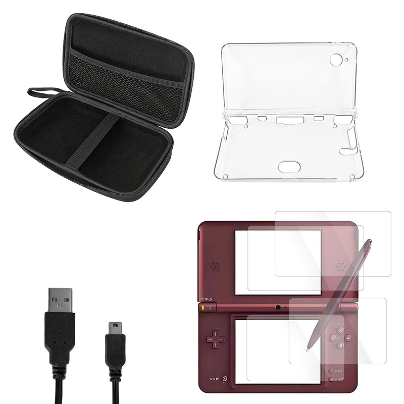 JDGPOKOO 5 in 1 Accessories Kit for Nintendo DSi XL/LL, Carrying Case for NDSi XL/LL, Clear Shell Case, 2 Set Screen Protectors and Charging Cable Compatible with NDSiXL/LL ONLY
