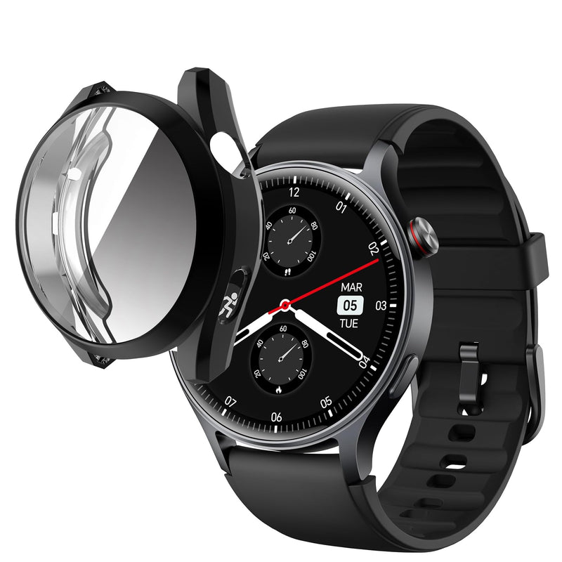 AR01 Smartwatch Case, Compatible with Aeac Smart Watch Case, Lamshaw TPU Case with Screen Protector Compatible with Aeac AR01 Smart Watch Case-1.32" (Black) Black