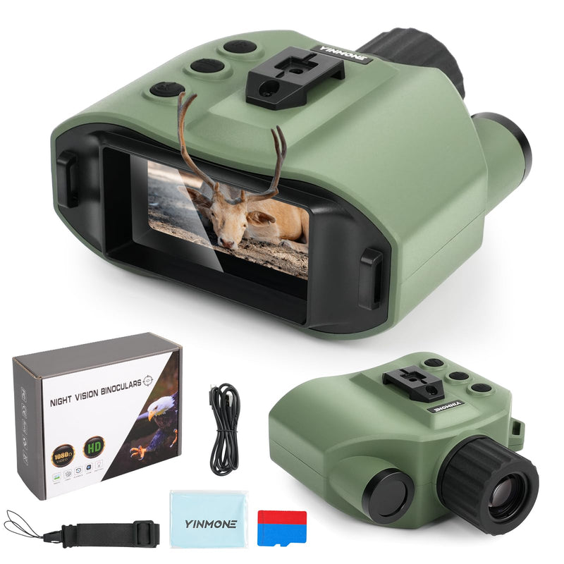 4K HD Digital Night Vision Goggles for Adults 10X Zoom Binoculars 3" LCD | 5000mAh Rechargeable Infrared NVG SD Card for Hunting Camping Fishing Hike Cool Gadgets Tactical Gear & Unique Gift for Men Green&Black