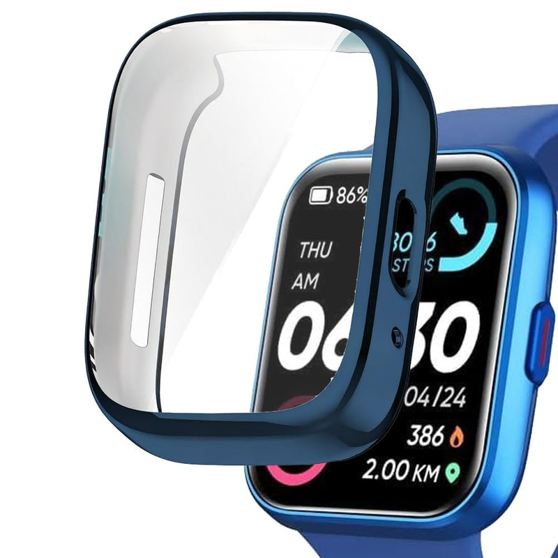 TPU Case with Built-in Screen Protector for Quican ID208PLUS 1.8”, Tensky 208BT 1.7”, Gydom, Hingso ID208 Plus+ 1.85”, Woneligo Fitness Tracker Smart Watch, Full-Body Protection, 9H Blue