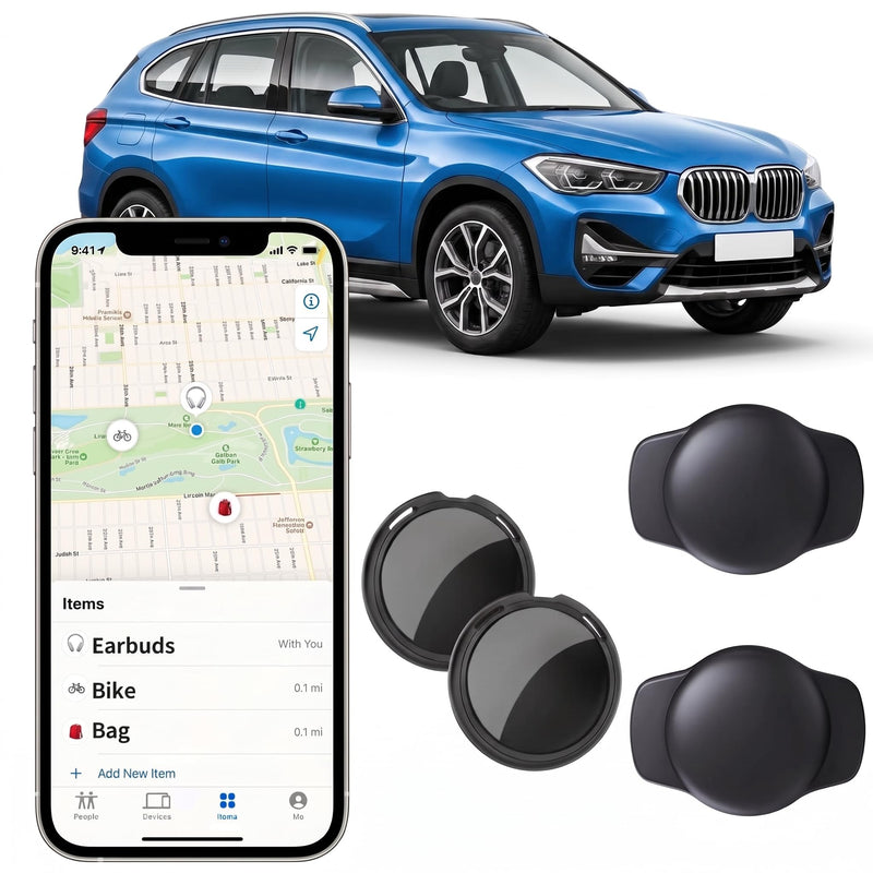 2 Pack GPS Tracker for Vehicles Find My Locator Finder Waterproof iOS Only | No Subscription Required Network Real Time Magnetic Car Tracker Device Hidden Item Finder Mini Global Network for Car Dog