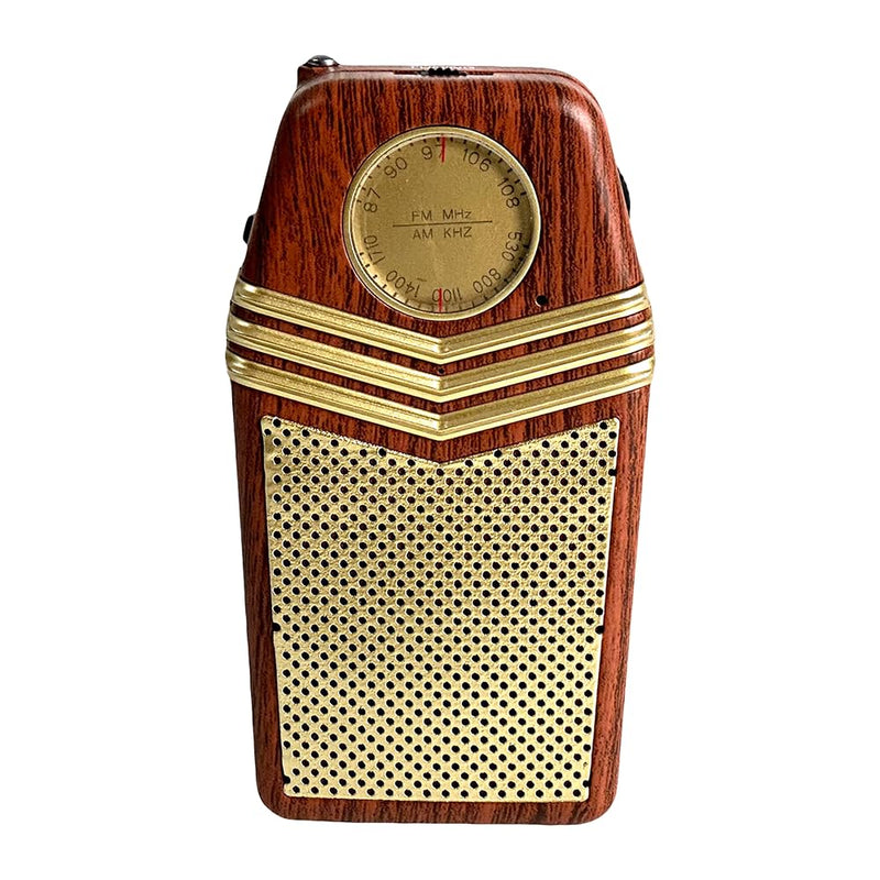 QFX Retro Portable Transistor Pocket AM FM Radio, RETRO-1958, Wood | Telescoping Antenna, High-Fidelity Speaker, Headphone Jack, Battery Operated, Classic 1950s Design