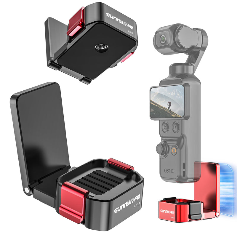 Metal Magnetic Mount Stand for DJI Osmo Pocket 3/4/Xtra Muse (Black) | Quick Release, Base 1/4'' Screw Hole, Aluminum Alloy, 180° Adjustable Handle, for Tripods Accessories Black