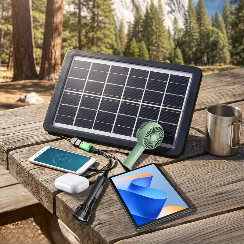 Solar Panel for Camera, 3W Solar Charger Compatible with Ring Spotlight & All-New Stick Up Outdoor Cam Battery, 10ft Long Cable with USB-C to Ring Barrel Plug Adapter (Black)