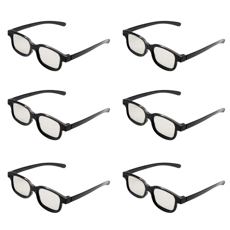 3D Glasses 6-Pack Passive – Circular Polarized - RealD Cinema Compatible – Comfortable, Non-Flicker Viewing for 3D TV, Projectors & Home Theater