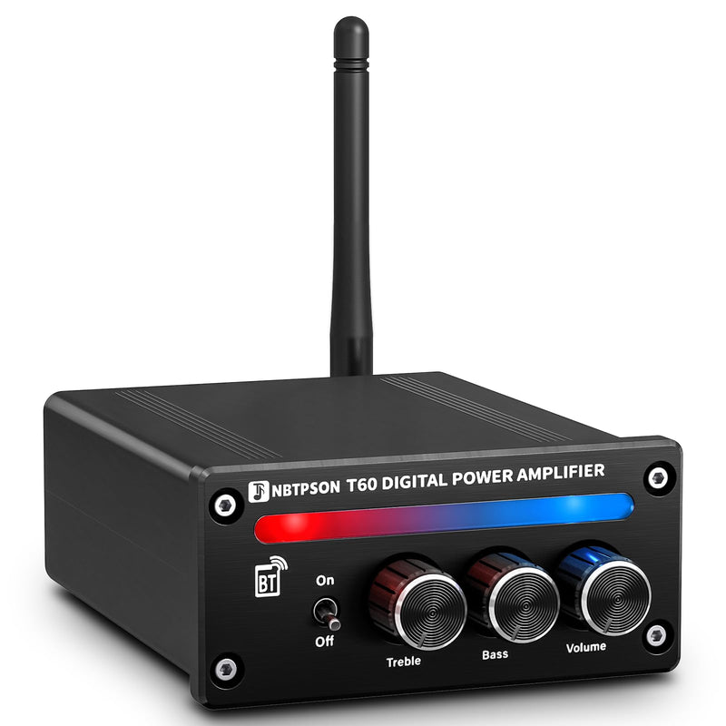 T60A Bluetooth Stereo Amplifier 100W×2 RMS 2CH Receiver | Bluetooth AmpIDual ChipTPA3116 Amp with Bass Treble KnobI 2 Channel Amp with Bluetoothfor Bookshelf, Ceiling, Garage