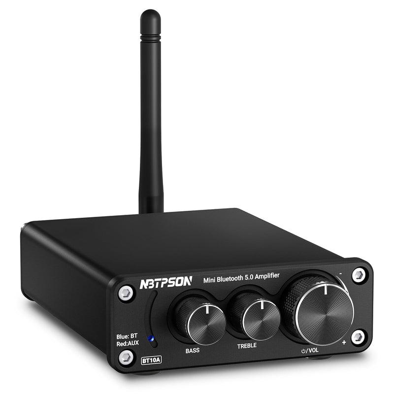 BT10A Bluetooth Stereo Amplifier, 100W x 2 Mini Class D Power Amplifier Receiver for Passive Speakers, 2 Channel Home Audio Amp with Bluetooth, for Bookshelf, Ceiling, Garage, Patio -TwoTPA3116 Chips