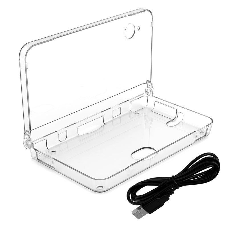 Protective Shell Cover Case & USB Charging Cable for DSi XL | Transparent, Crystal Clear Case with 1.2m/3.94ft Fast Charging Cord, Scratch-Resistant Accessories