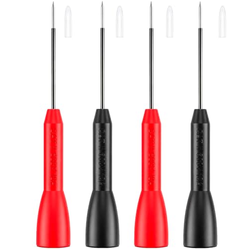 4-Piece 2mm Multimeter Needle Test Probes, CAT II 600V 10A Insulation Piercing Extended Needle, Stainless Steel Extra Thin Electrical Multimeter Probe for Automotive
