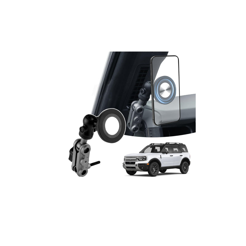 Karltys Magnetic Car Cell Phone Holder for Ford Bronco 2021-2026 Accessories, Bronco 2/4 Door Phone Mount for 4-7 Inch Phones, A-Pillar Mobile Stand with 2 Options iPhone Mag Safe & Clip-in Bronco 2022-2026