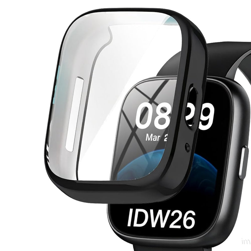 TPU Case with Built-in Screen Protector for Cillso LODIMEKE IDW26 1.83" Fitness Tracker Smart Watch, Full-Body Protection, 9H Shockproof Black