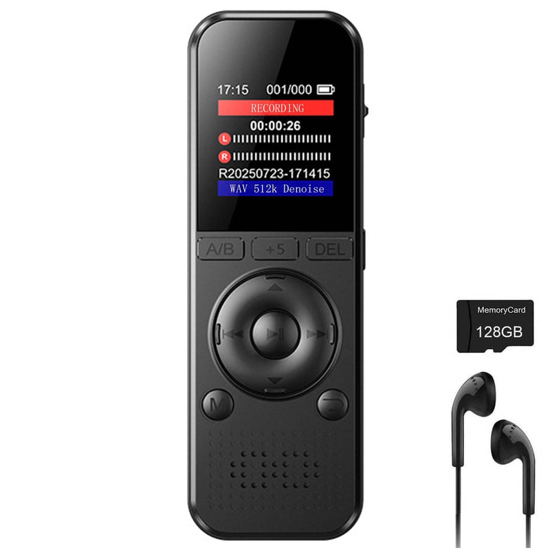 128GB Digital Voice Recorder with Playback Voice Activated Recorder with Noise Reduction A-B Repeat for Lectures Meeting Classes Interviews