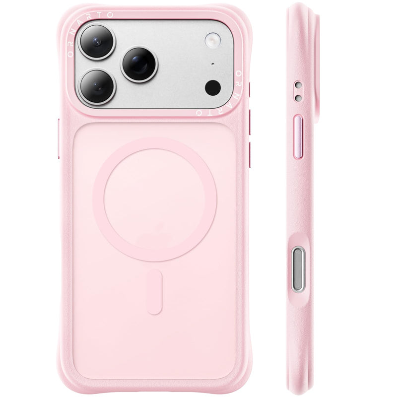 ORNARTO Magnetic for iPhone 17 Pro Case, Slim Matte Translucent, Chalk Pink | 20FT Drop Protection, Compatible with MagSafe, AirBuffer Corner Protection, Anti-Fingerprint Finish, Cute Protective Design