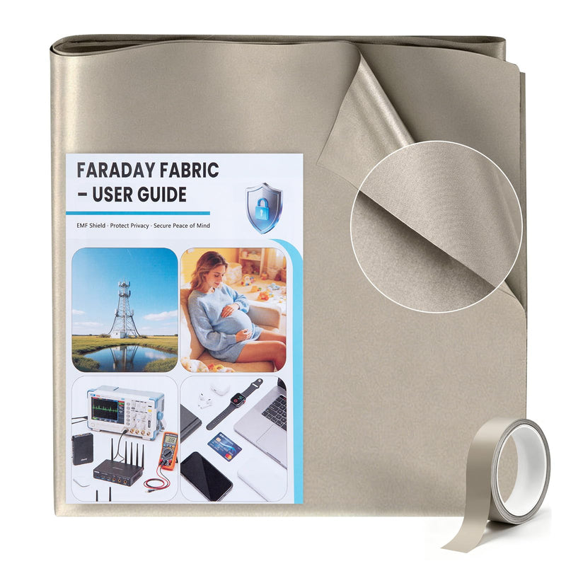 Faraday Fabric 43" x 36" with Conductive Tape, Military Grade EMF RF Shielding Cloth, Blocks WiFi, Bluetooth, GPS, RFID & Cellular Signals for DIY Privacy & Device Protection 1 Yard(43''*36'')