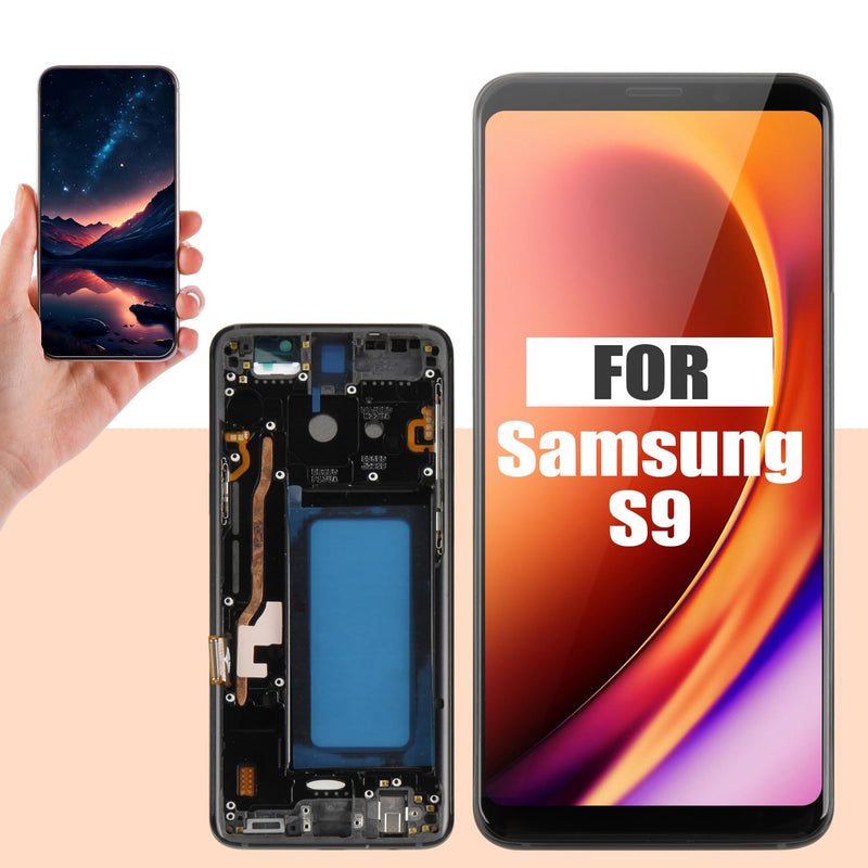 [For S9, NO Fingerprint] Screen Replacement for Samsung Galaxy S9 with Frame, 5.8" G960U G960F Incell LCD Digitizer Touch Screen Assembly Full Repair Tool Kit (IMPORTANT: Fingerprint ID Not Supported)