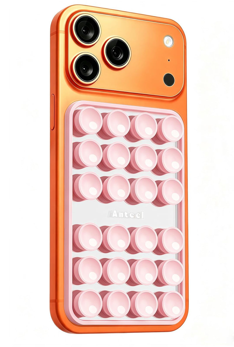 Anteel Mirror - OG Silicone Suction Cup Phone Adhesive Mount with Built-in Mirror - Hands-Free Sticky Phone Holder - Strong Suction Grip for Selfies and Videos - 2.4" x 3.8" (ChalkPink) ChalkPink