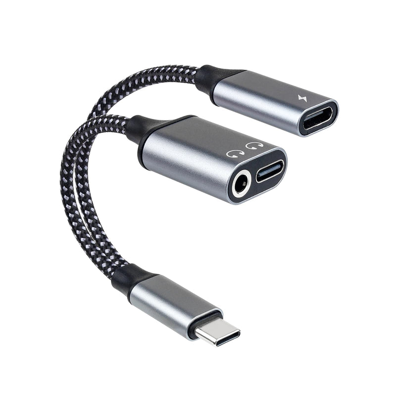 USB-C to 3.5mm Headphone Adapter, Supports 60W PD Fast Charging, 3-in-1 Type-C to AUX, Type-C Audio Interface and USB-C Charging, Hi-Fi DAC Sound Quality, Compatible with iPhone 15 and Samsung S24.