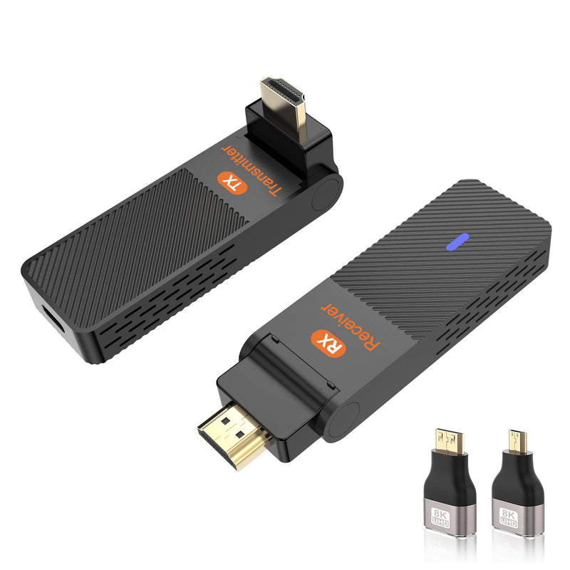ALL-LUCKY Wireless HDMI Transmitter & Receiver Kit, 90° Bend Design 328FT | 4K Decode,1080P@60Hz,2.4G/5.8G & Cooling Vents,Plug&Play,Wireless Display Adapter Extender for Laptop/PC/TV/Projector/Monitor Wireless HDMI Transmitter/Receiver