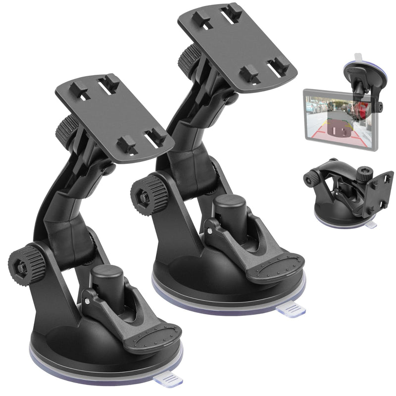 EWAY (2-Pack 4-Hole Suction Cup Mount for Backup Camera 4.3"/5" Monitor, Knob-Lock Adjustable Dashboard Windshield Monitor Mounting Bracket Holder for Carplay Rear View Camera Screen Display Stand