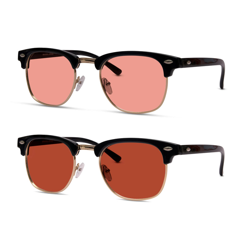 BRADDELL FL-41 Rose & FL-60 Clubmeister Blue Light Glasses for Migraine Light Sensitivity, Fluorescent LED Lighting & Concussion