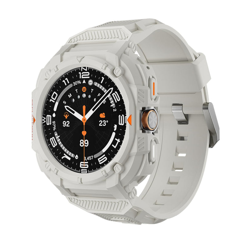 Pro Rugged Case with Band Compatible with Samsung Galaxy Watch Ultra 47mm, Military Grade Protective Design, Durable TPU Material (2025) white
