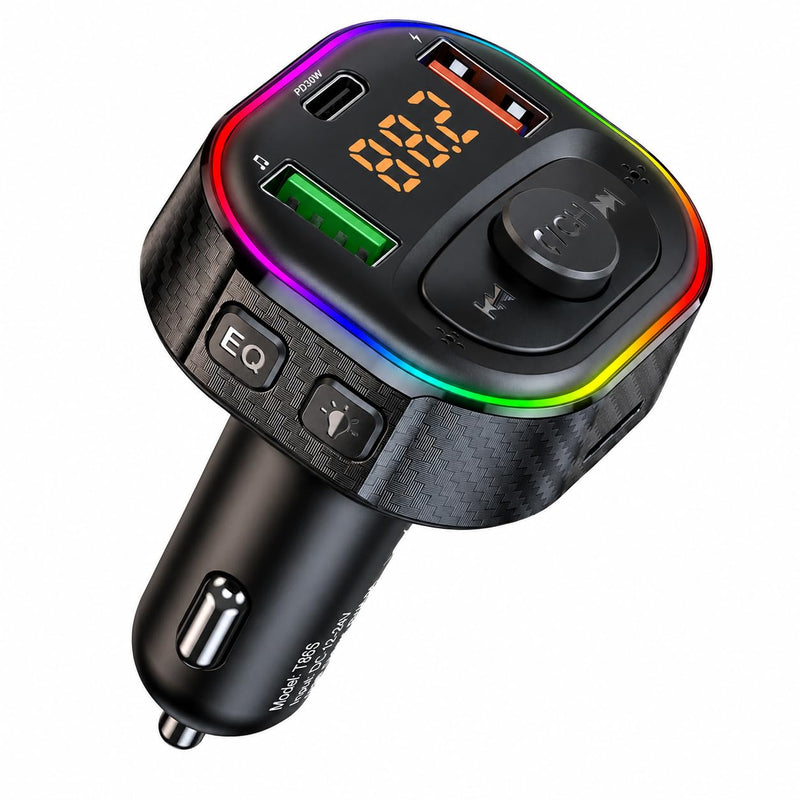 Fm Transmitter Bluetooth Car Adapter, Charger Daul USB & Type C | FM Transmitter for Car PD 30W Fast Charging Wireless Music MP3 Player, Audio Receiver, Hands-Free Call Cigarette Lighter Plug